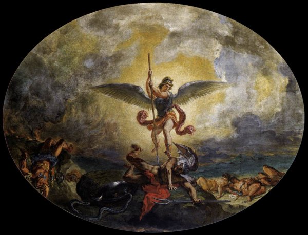 Main Product Photo of St Michael defeats the Devil Painting by Eugene Delacroix