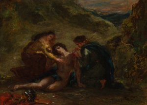 St. Sebastian with St. Irene and Attendant by Eugene Delacroix Oil Painting