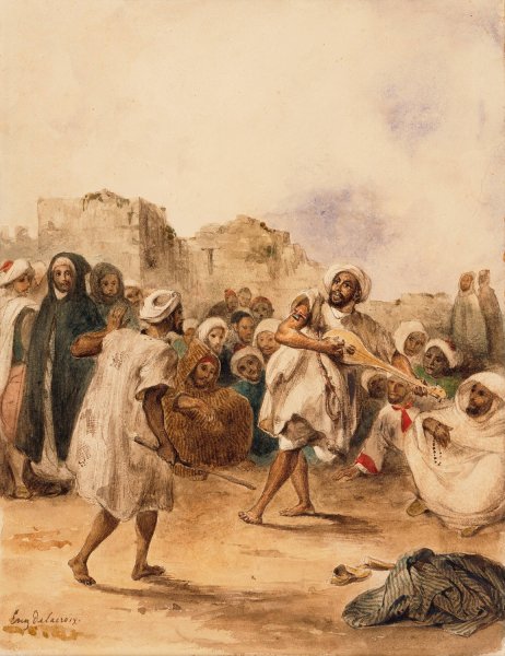Strolling Players  by Eugene Delacroix - Hand-Painted Oil Painting Reproduction