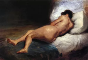 Study of a Reclining Nude by Eugene Delacroix - Oil Painting Reproduction