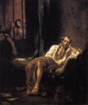 Tasso in the Madhouse Oil painting by Eugene Delacroix