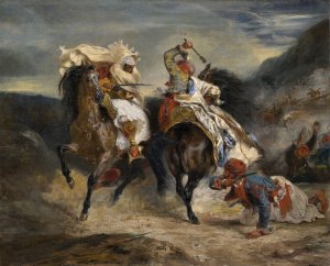 The Combat of the Giaour and Hassan by Eugene Delacroix Oil Painting