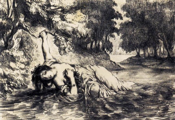 The Death of Ophelia by Eugene Delacroix - Hand-Painted Oil Painting Reproduction