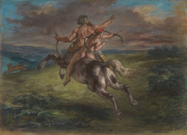 The Education of Achilles  by Eugene Delacroix - Hand-Painted Oil Painting Reproduction