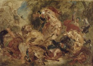The Lion Hunt by Eugene Delacroix Oil Painting