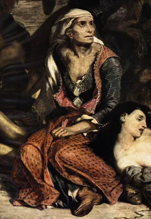 The Massacre at Chios Detail by Eugene Delacroix Oil Painting