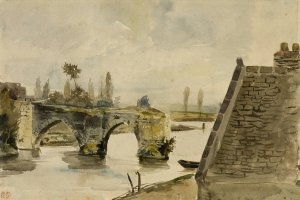 The Old Bridge at Nantes by Eugene Delacroix Oil Painting