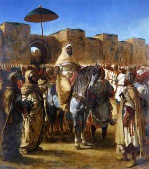 The Sultan of Morocco and His Entourage by Eugene Delacroix - Oil Painting Reproduction