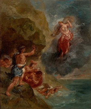 The Winter - Juno beseeches to destroy Eneas'Fleet by Eugene Delacroix Oil Painting
