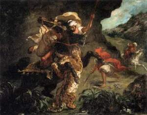 Tiger Hunt by Eugene Delacroix - Oil Painting Reproduction
