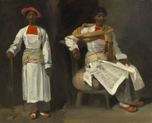 Two Studies of an Indian from Calcutta,Seated and Standing by Eugene Delacroix Oil Painting