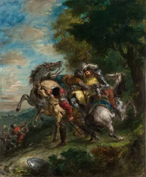 Weislingen Captured by Gotz's Men by Eugene Delacroix Oil Painting