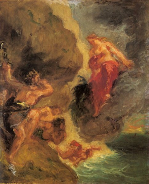 Winter -- Juno and Aeolus by Eugene Delacroix - Hand-Painted Oil Painting Reproduction