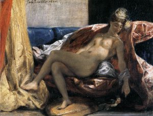 Woman with a Parrot Oil painting by Eugene Delacroix