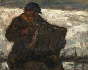 Harmonica Player by Eugeen Van Mieghem Oil Painting