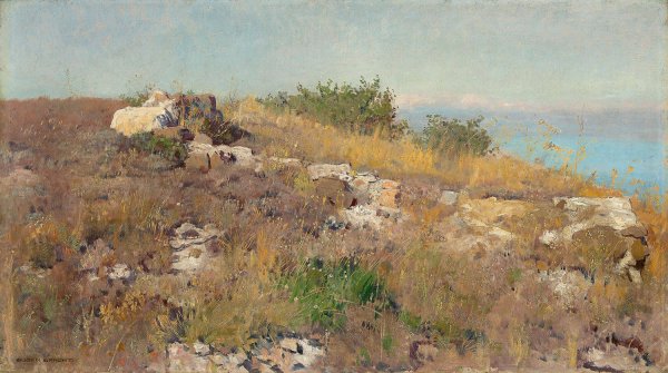 Foreground study on the Mediterranean  by Eugen Bracht - Hand-Painted Oil Painting Reproduction