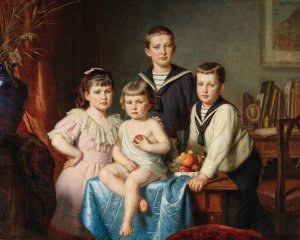 Portrat von vier Geschwistern by Eugen Felix Oil Painting