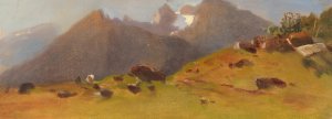 A mountain pasture by Eugen Jettel Oil Painting