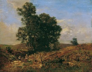 Baumgruppe am Feldweg Landschaft by Eugen Jettel Oil Painting