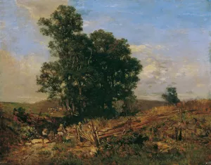 Baumgruppe am Feldweg Landschaft by Eugen Jettel Oil Painting