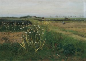 Bluhendes Zwiebelfeld by Eugen Jettel Oil Painting