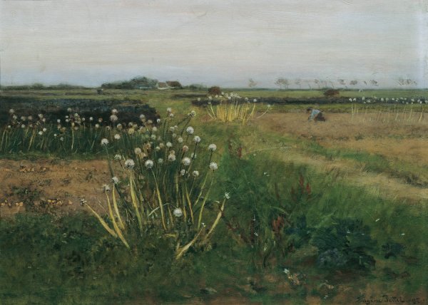 Bluhendes Zwiebelfeld  by Eugen Jettel - Hand-Painted Oil Painting Reproduction