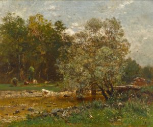 Ford over a River by Eugen Jettel Oil Painting