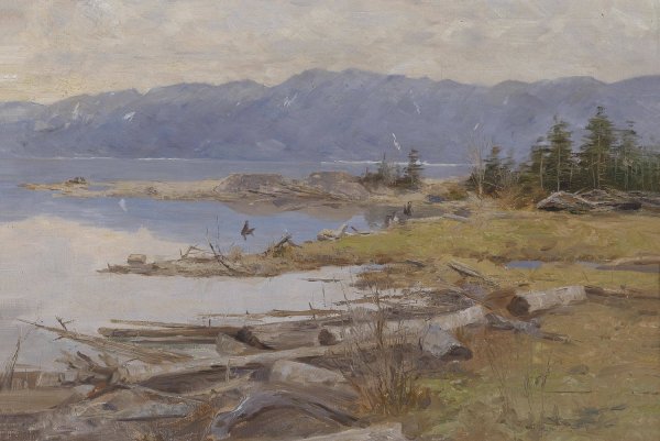 Gebirgige Seelandschaft by Eugen Jettel - Hand-Painted Oil Painting Reproduction