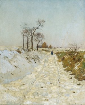Hohlweg im Winter by Eugen Jettel Oil Painting
