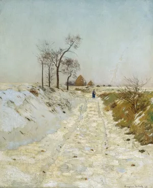 Hohlweg im Winter by Eugen Jettel Oil Painting