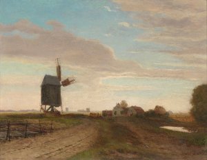 Landschaft mit Windmuhle by Eugen Jettel Oil Painting