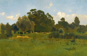 Meadow With Cows by Eugen Jettel Oil Painting