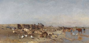 Motiv aus Szered an der Waag by Eugen Jettel Oil Painting