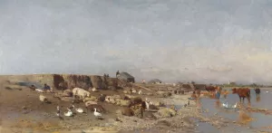 Motiv aus Szered an der Waag by Eugen Jettel Oil Painting