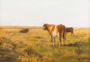Rinder auf Sommerwiese by Eugen Jettel Oil Painting