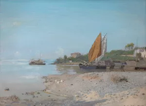 Uferlandschaft der 'Ika' by Eugen Jettel Oil Painting
