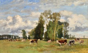 Weidende Kuhe Oil painting by Eugen Jettel