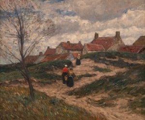 Village in the dunes by Eugen Kampf Oil Painting