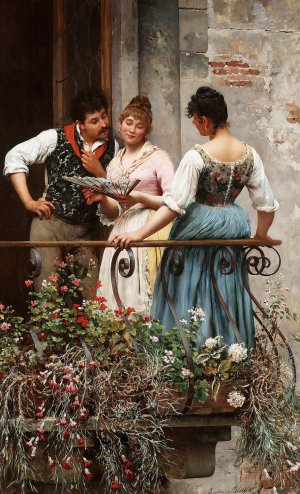 A Favourite Fan by Eugen Von Blaas Oil Painting
