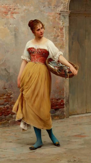A Good Catch by Eugen Von Blaas Oil Painting