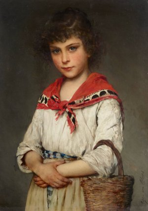 A Neapolitan Girl by Eugen Von Blaas Oil Painting