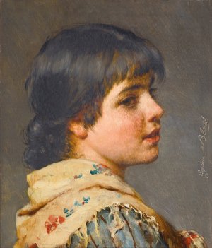 A venetian girl by Eugen Von Blaas Oil Painting