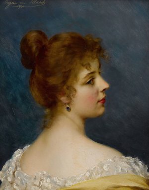 An italian Beauty by Eugen Von Blaas Oil Painting