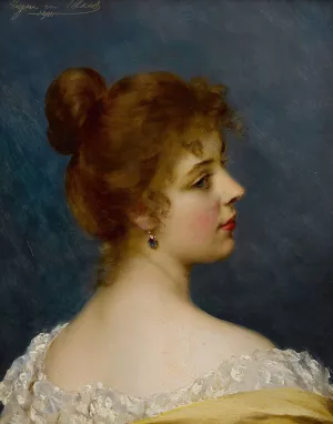 An italian Beauty by Eugen Von Blaas Oil Painting