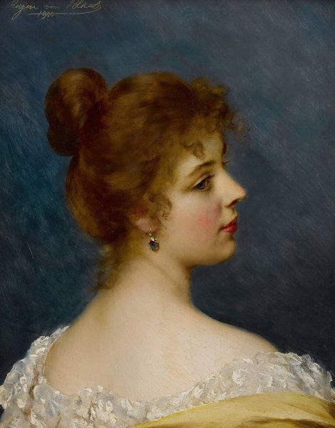 An italian Beauty  by Eugen Von Blaas - Hand-Painted Oil Painting Reproduction