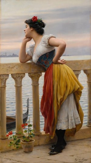Anticipation by Eugen Von Blaas Oil Painting