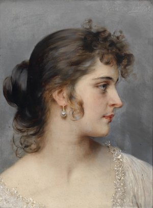 Bildnis einer Dame by Eugen Von Blaas Oil Painting