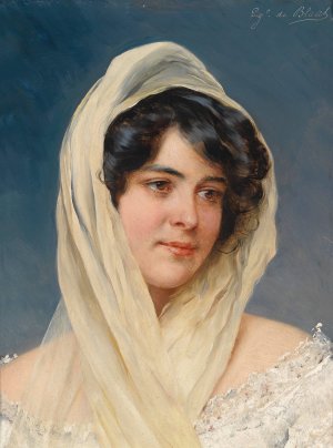 Bildnis einer jungen Dame mit Schleier by Eugen Von Blaas Oil Painting
