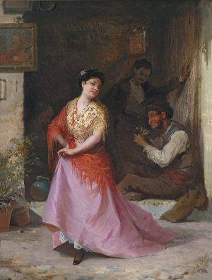 Ein Tanzchen by Eugen Von Blaas Oil Painting