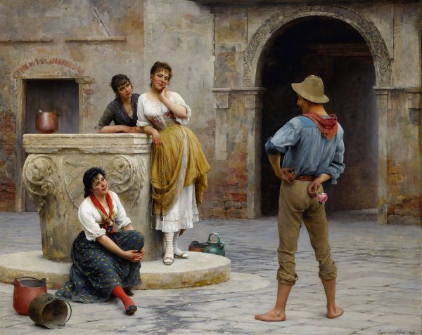Flirtation  by Eugen Von Blaas - Hand-Painted Oil Painting Reproduction